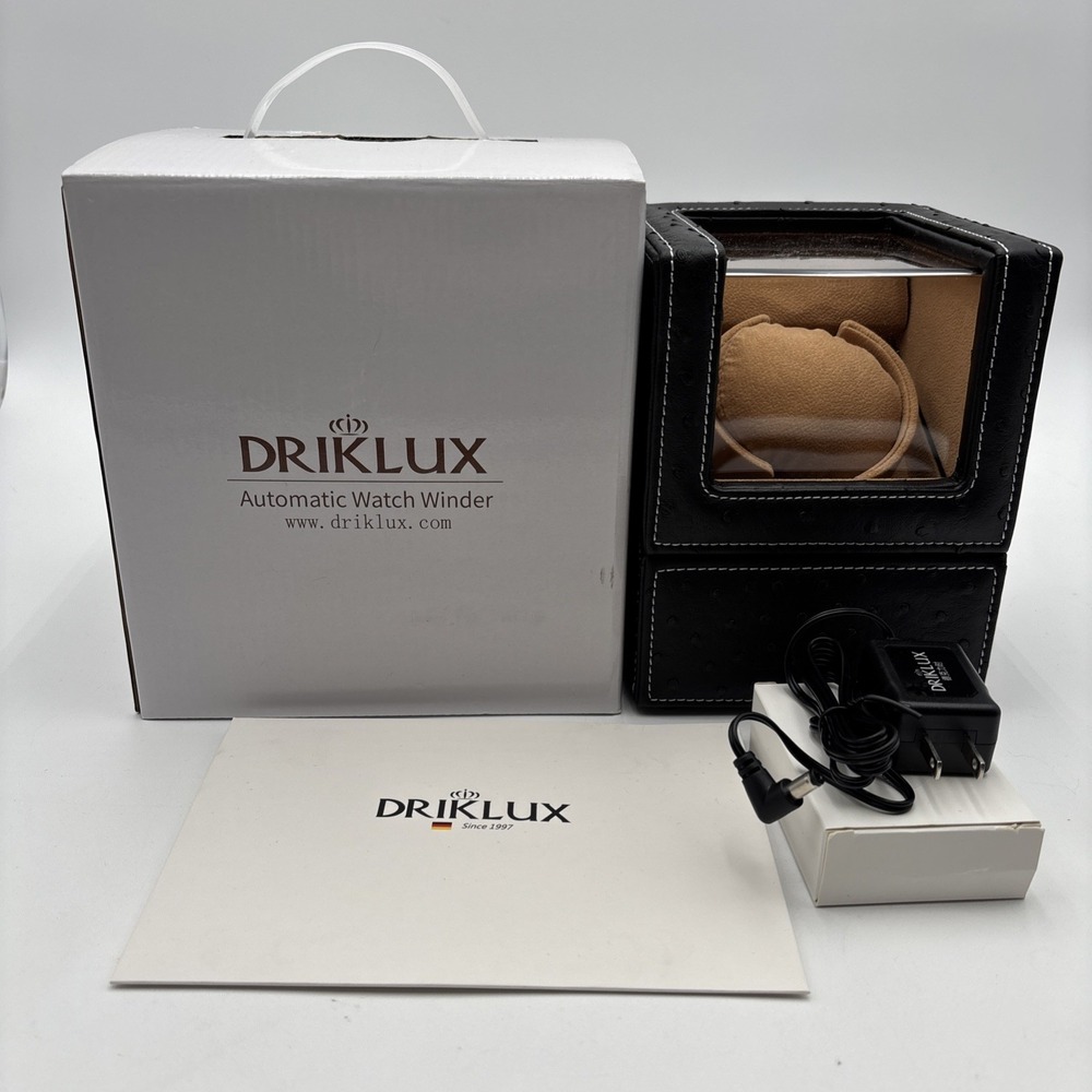 Driklux Automatic Single Watch Winder For Luxury Watches Black Ostrich NEW OB